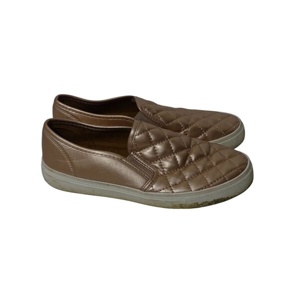 Weeboo Quilted Rose Gold Slip On Sneakers Loafer Women Size 9 Faux leather FLAW - Picture 2 of 15